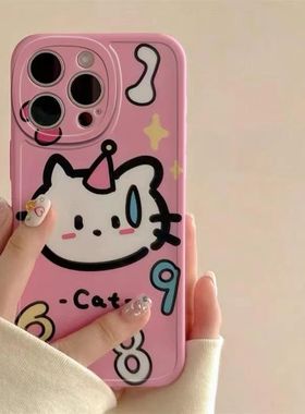 简约可爱猫咪适用于opporeno13/12pro9/8/7/6/5pro+/5k/4se/3手机壳r17新款r15/r11全包r9sk防摔+个性女ace2z