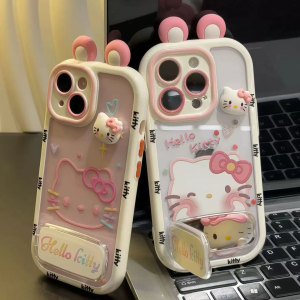 火翔耳朵kt猫适用于opporealme真我13pro+/12/11/10手机壳realmegtnoe7pro女保护套真我v60pro/v30/v70奶油