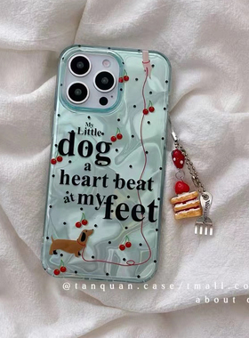 英文草莓小狗适用于三星s25plus手机壳s24+s23/s22/s21FE新款保护套note20ultra/s10/9/8女防摔A54/53羽纱