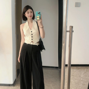 御姐风套装高级感气质简约显瘦马甲女2026夏季新款时尚垂感阔腿裤