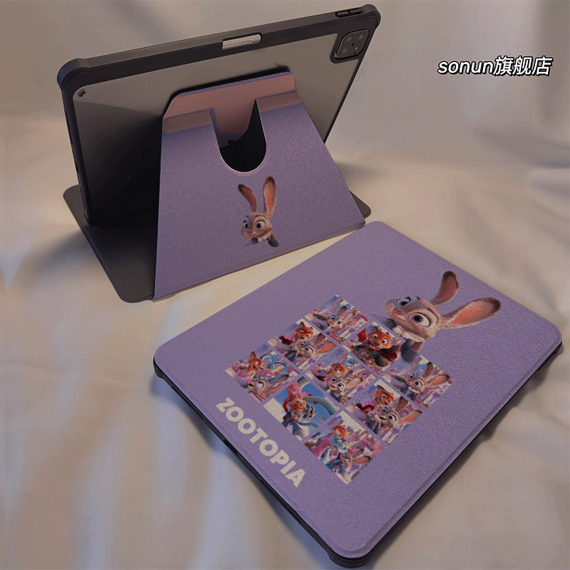 倚琪 紫色朱迪2025新款小米平板8保护壳适用11英寸红米pad7带笔槽旋转电脑pro6透明卡通12.4寸7Spro硅胶套