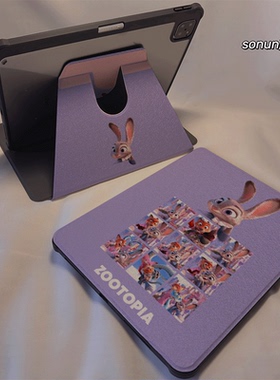 倚琪 紫色朱迪2025新款小米平板8保护壳适用11英寸红米pad7带笔槽旋转电脑pro6透明卡通12.4寸7Spro硅胶套