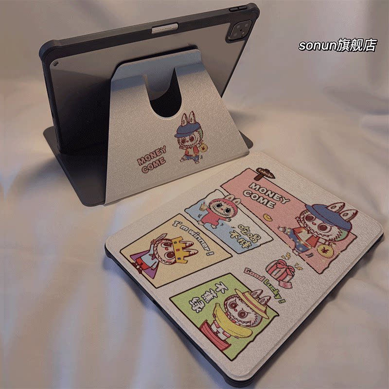 倚琪 漫画布布2025新款小米平板8保护壳适用11英寸红米pad7带笔槽旋转电脑pro6透明卡通12.4寸7Spro硅胶套