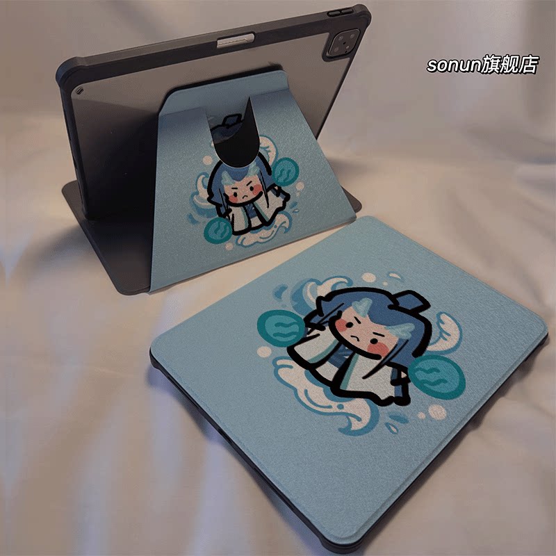 倚琪 蓝色敖丙2025新款小米平板8保护壳适用11英寸红米pad7带笔槽旋转电脑pro6透明卡通12.4寸7Spro硅胶套