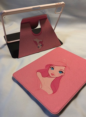 倚琪 粉发公主2025新款iPad10/9保护壳适用苹果air5/4/3透明8旋转10.2卡通Pro12.9/13亚克力mini7平板硅胶套6