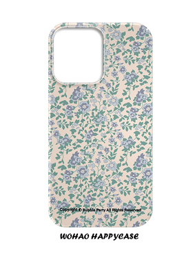 蓝色小碎花适用于苹果17手机壳iphone13小清新14高级感12pro原创艺术全包磨砂华为p70菲林壳11散热防摔ins风
