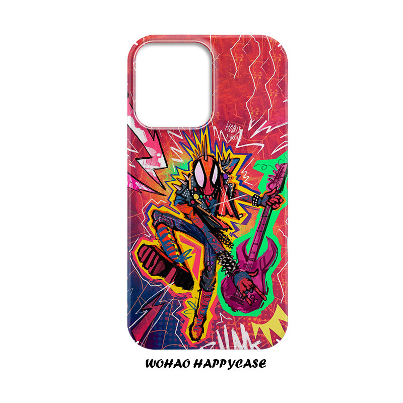 摇滚蜘蛛侠适用于苹果16手机壳14pro创意iPhone13嘻哈