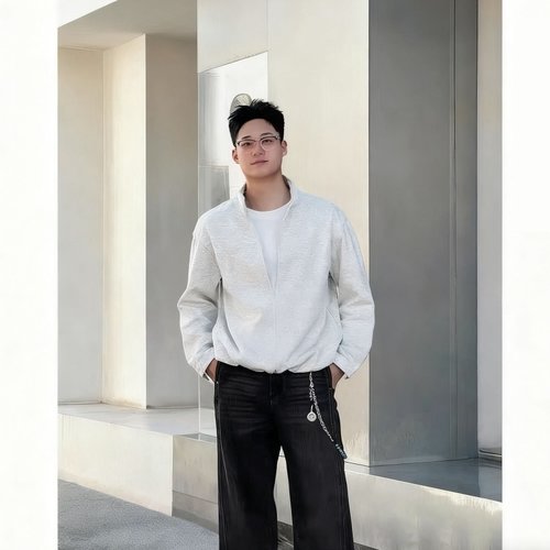 【重磅假两件】2025早秋新款立领男士卫衣打底衫宽松大码百搭T恤