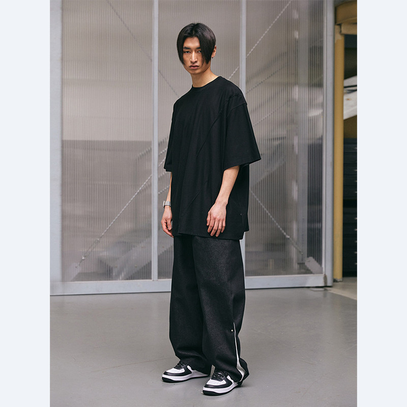 SS-XWR日系夏季新款韩版男士T恤街头时尚英伦简约百搭休闲纯色T恤