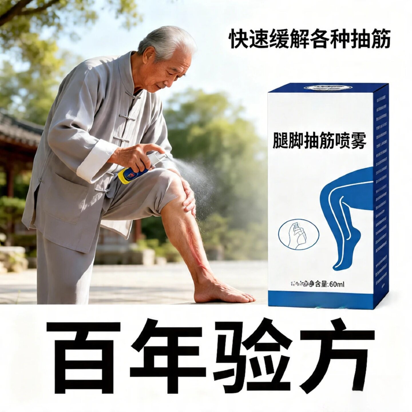 中老年腿脚抽筋喷雾手脚抽筋液急救舒缓喷雾快速缓解不适腿部护理