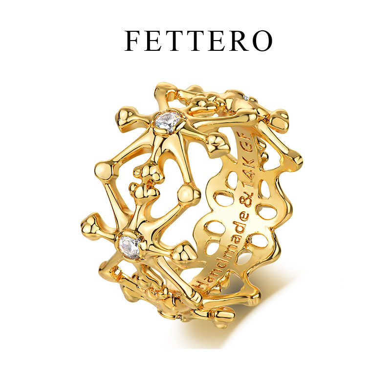 fettero 铜合金戒指 【连排光芒星戒指】高定设计轻奢气质指环女