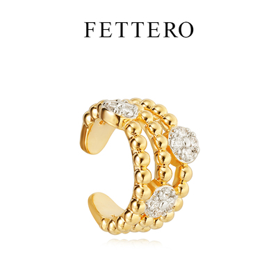 fettero 铜合金耳饰 【双色单个3线小花耳夹】气质时尚小众精致镶