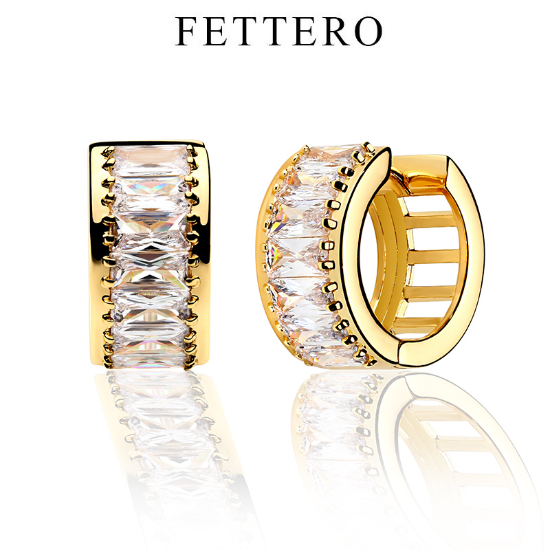 fettero 铜合金耳饰 【一排T锆耳环】高定设计轻奢小众高级感耳钉