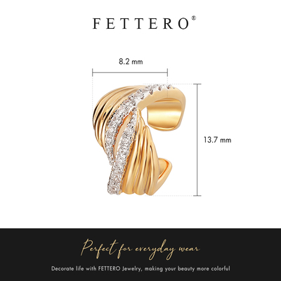 fettero 铜合金耳饰 【双色涟漪交汇耳夹】气质轻奢小众欧美简约