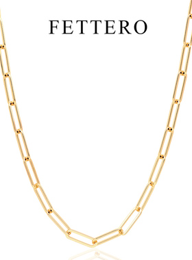 fettero 铜合金项链 【方线长扣链项链】高定设计气质ins锁骨颈链