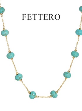 fettero 铜合金项链 【金色松石系列-彩石方珠项链】气质时尚百搭