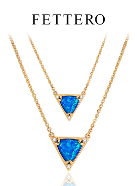 fettero 铜合金项链 【金色大三角澳宝项链】气质蓝色轻奢欧美