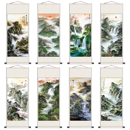 水墨竹子手绘名家无款无印四尺三开宣纸卷轴画芯玄关挂画简略中式_虎窝淘