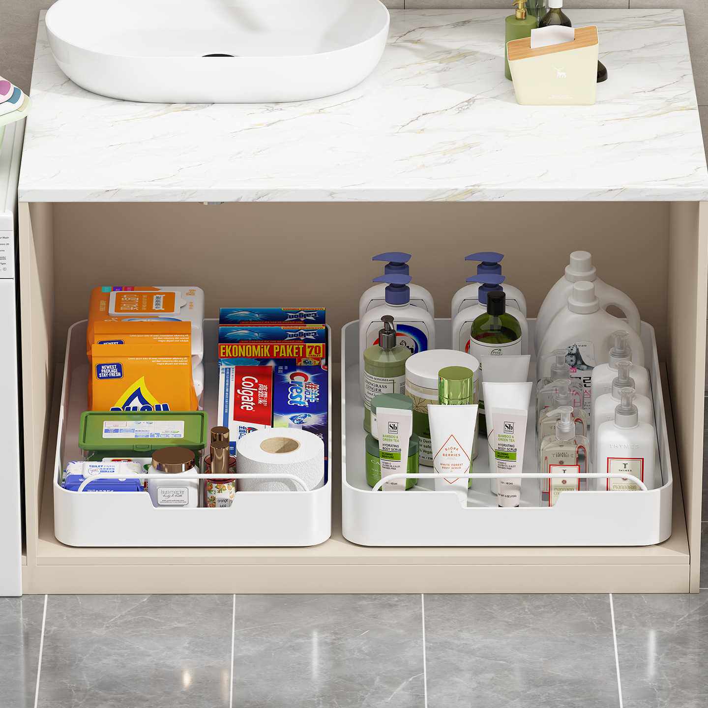 浴室下水槽可伸缩拉篮厨房深柜抽拉式置物架橱柜下抽屉式收纳架子