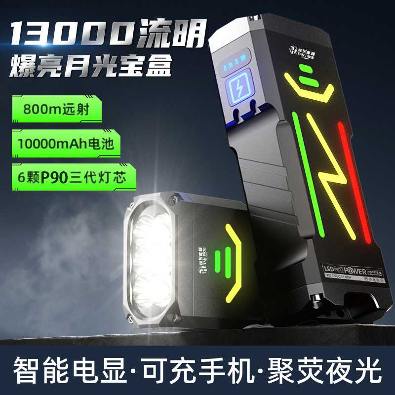 新超亮大功率强光手电筒铝合金户外便携多功能爆亮高流明超长续航