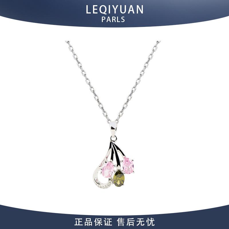 彩色宝石水滴项链女纯银精致颈链