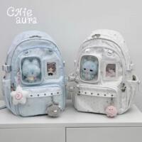 Japanese student color star detachable shoulder white, blue and black cute baby bag, universal schoolbag, large capacity thumbnail 4