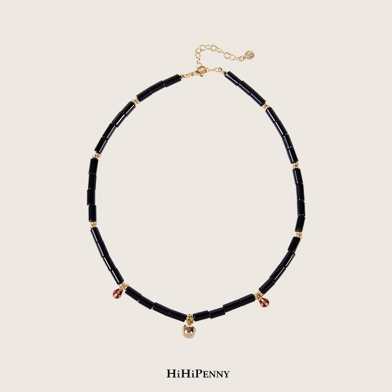HiHipenny/黑玛瑙金苹果项链精致复古手工设计