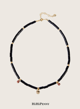 HiHipenny/黑玛瑙金苹果项链精致复古手工设计