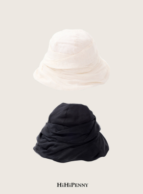 HiHipenny/日系不规则立体盆帽褶皱肌理感渔夫帽显脸小