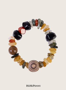 HiHipenny/天然石木珠混搭手串自然材质文艺复古风手链