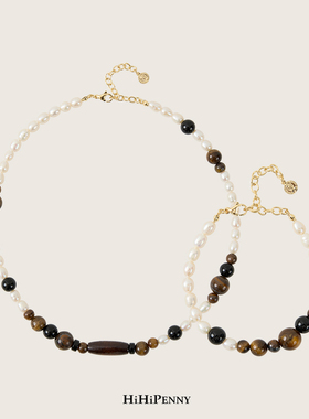 HiHipenny/珍珠虎眼石项链手链天然珠精致优雅复古风