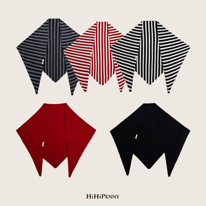 HiHipenny/澳洲纯羊毛条纹三角巾披肩百搭高级感围巾