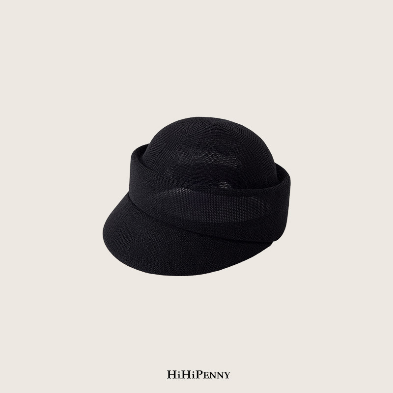 HiHipenny/法式复古黑天鹅马术帽女透气显脸小短檐礼帽