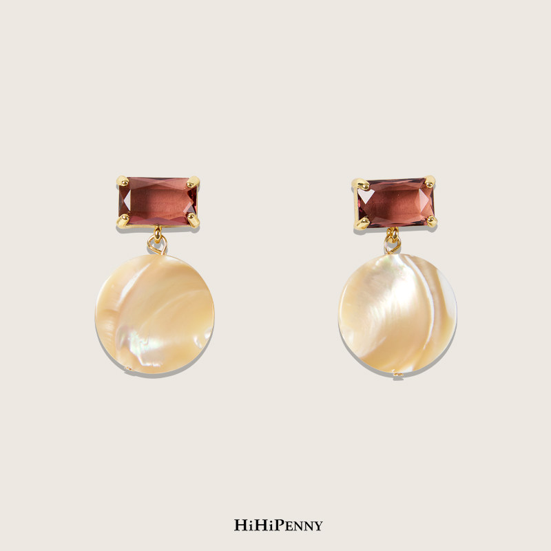 HiHipenny 天然贝壳S925银针耳环吊坠优雅百搭饰品