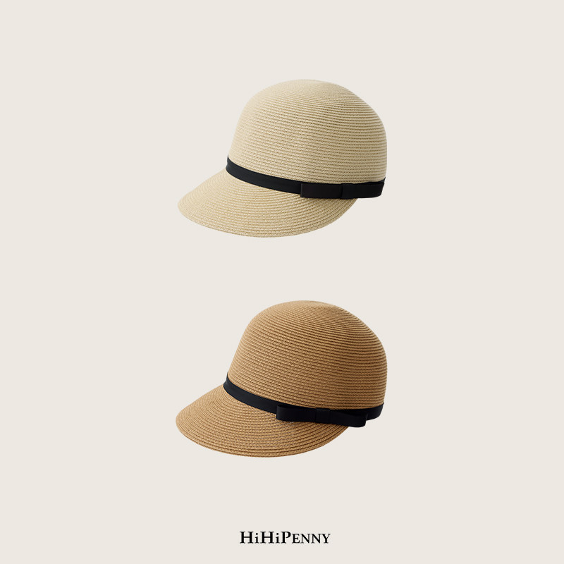 HiHipenny/ 优雅法式骑士帽复古圆顶短檐草帽女蝴蝶结