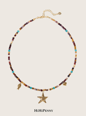 HiHipenny/多彩天然石项海星吊坠自然灵感手工设计