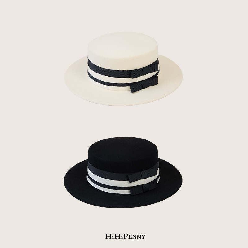 HiHipenny/“漫步巴黎” 缎蝴蝶结羊毛礼帽优雅百搭