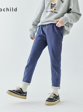 cicochild25秋冬新款仿牛仔针织弹力打底裤儿童简约薄款外穿长裤