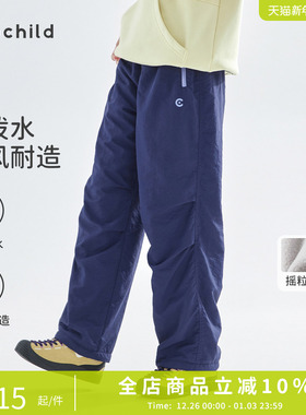 cicochild25年冬季新款亲子中大女童加绒机能裤防泼水运动直筒裤