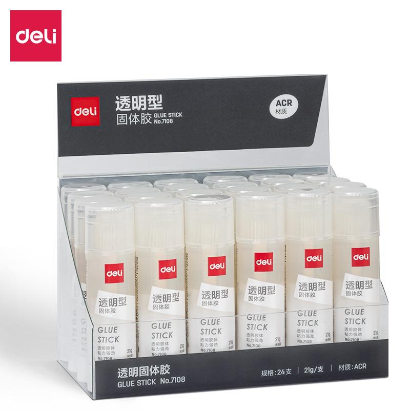 得力7108大号21g透明固体胶ACR材质手工胶棒粘性强学生办公