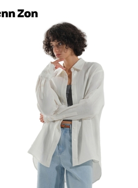 WennZon 2025新品亚麻衬衫休闲宽松轻薄舒适高级感慵懒长袖上衣