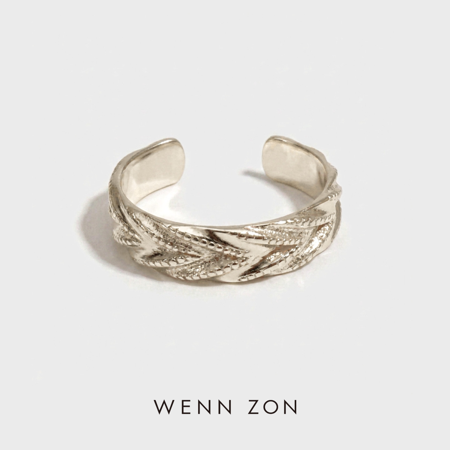 WENN ZON浅钛金色麦穗戒指时尚百搭气质开口可调节高级感精致礼物