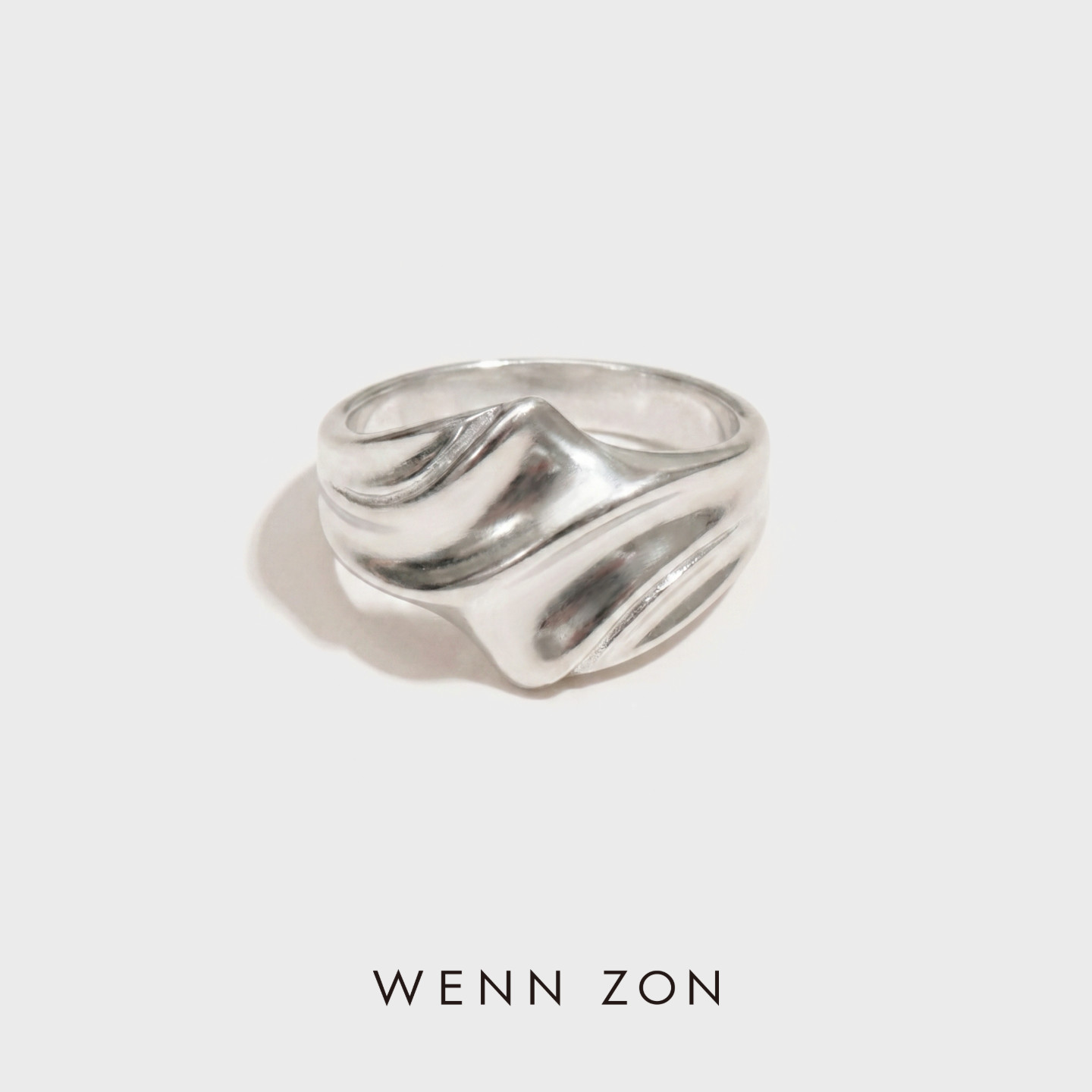 WENN ZON褶皱个性时尚中性潮流戒指原创小众设计独特食指戒高级感