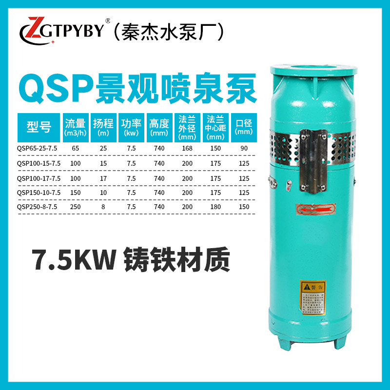 QSP不锈钢潜水喷泉泵QS65-10-3喷泉专用泵水景景观潜水泵喷泉水泵