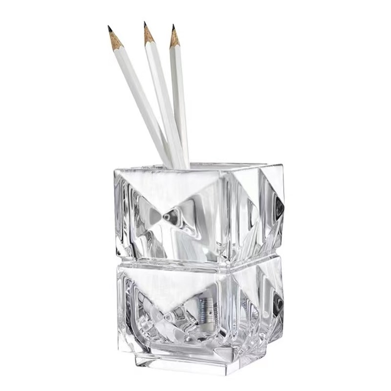 巴卡拉卢索花瓶扁方璀璨水晶花瓶家居装饰品轻奢摆件水养插花器