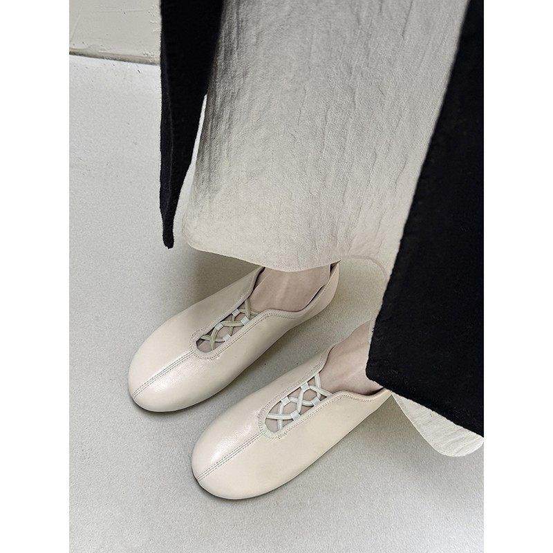 重磅强推！巨软~气质真皮圆头2025通勤百搭舒适交叉带平底单鞋女,女鞋,雨鞋,淘宝优惠券,粉丝福利购,淘宝优惠卷