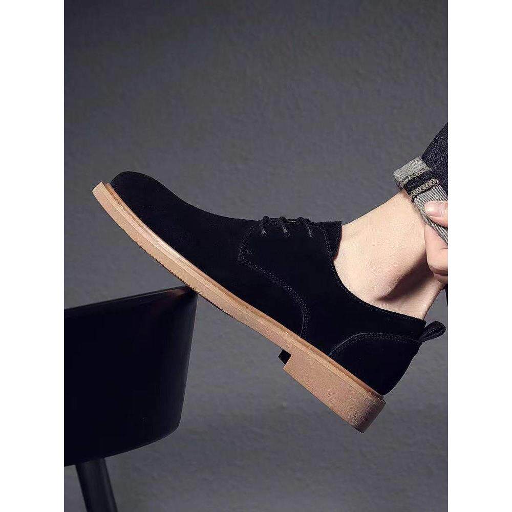 磨砂男鞋夏季英伦工装鞋真皮软底翻毛皮马丁鞋男款休闲反绒皮鞋男