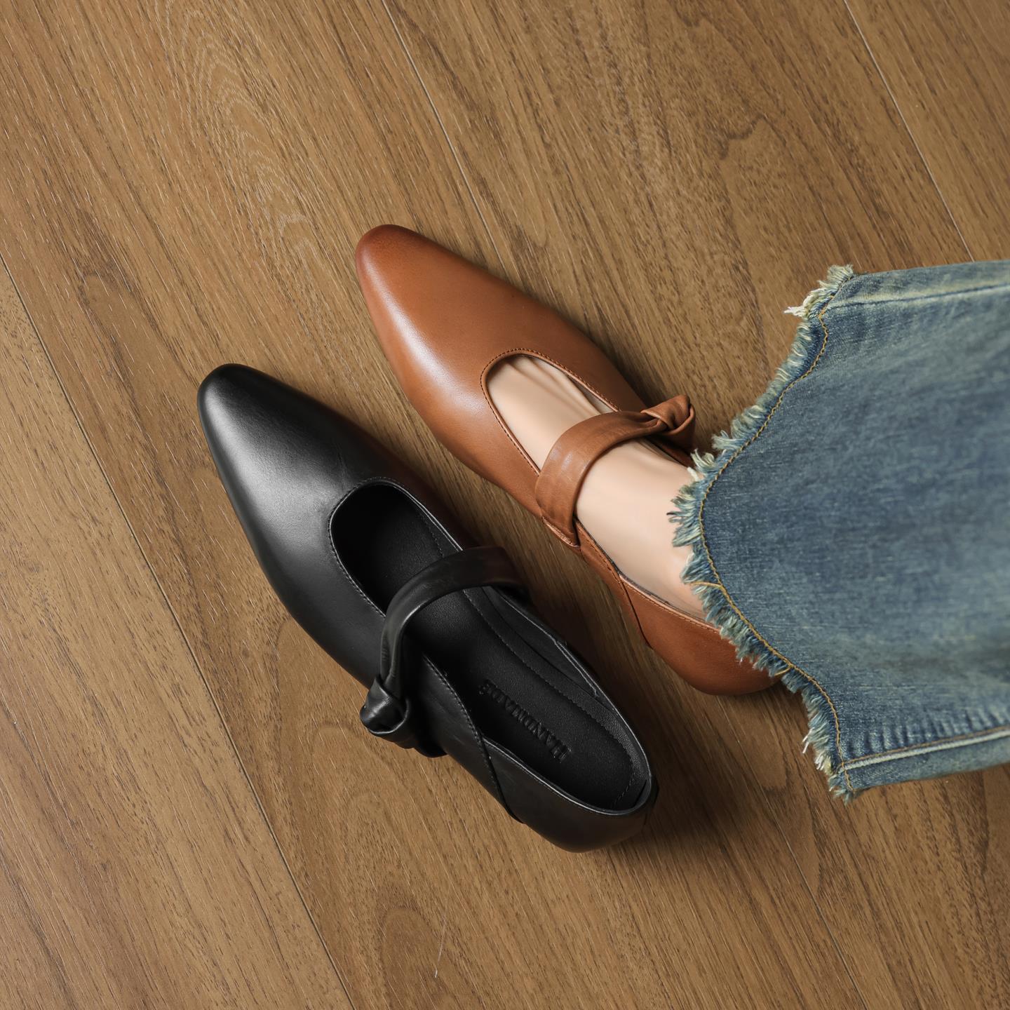 巨舒服超软真皮法式绝美尖头玛丽珍鞋2025春秋新款单鞋平底女鞋子