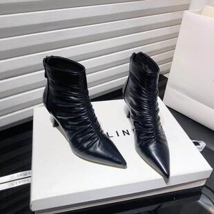 高级感高跟鞋女士2025新款秋冬季细跟尖头气质名媛御姐性感短靴子