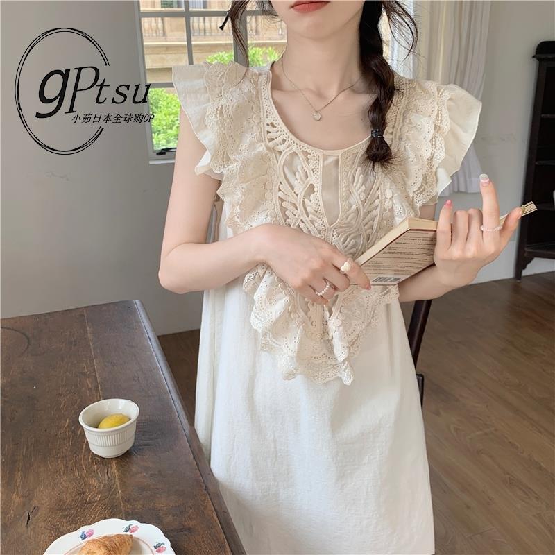 日本GP宫廷风蕾丝边拼接无袖睡裙女2025年新款夏季甜美可爱家居服